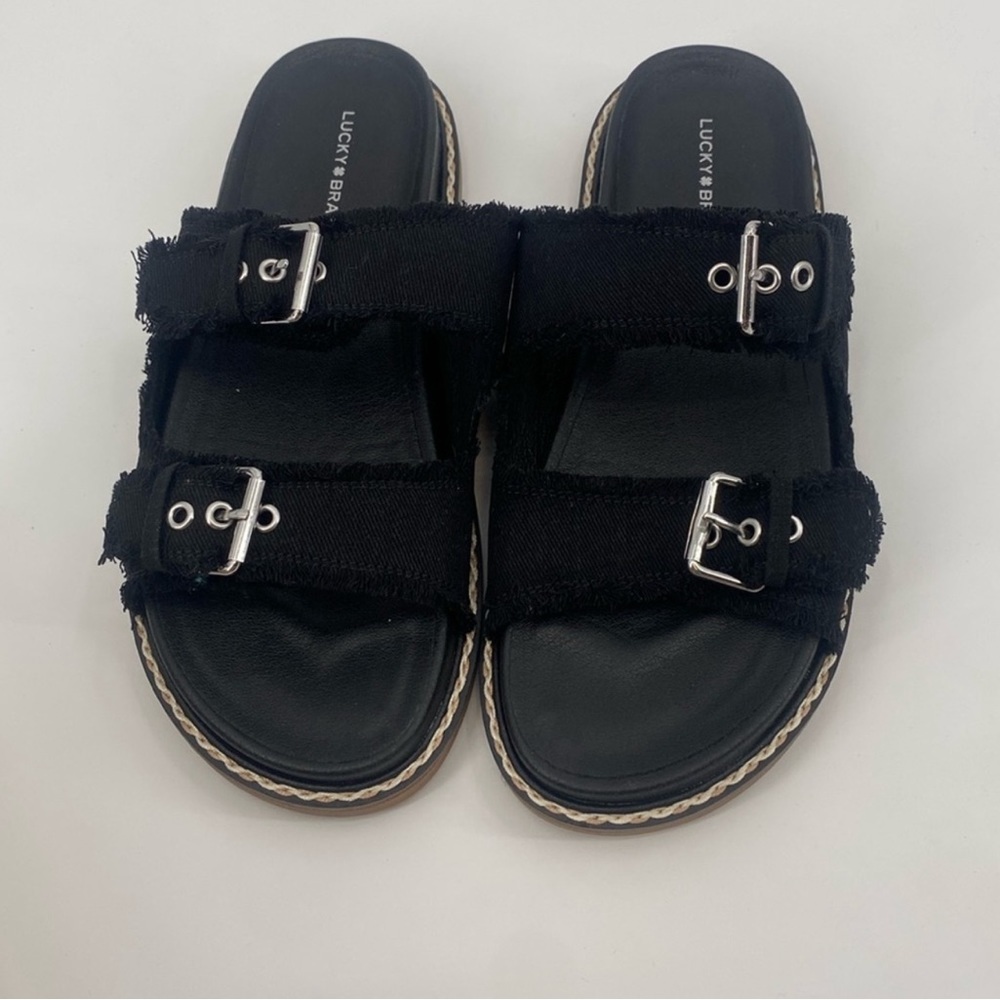 Lucky Brand Black Denim Alffie Slide Size 9